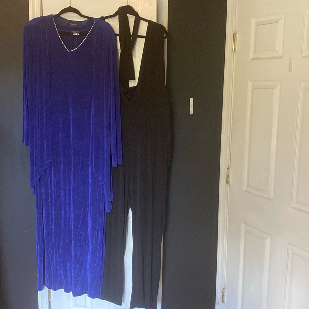 Sleeveless gown with jacket and jumpsuit